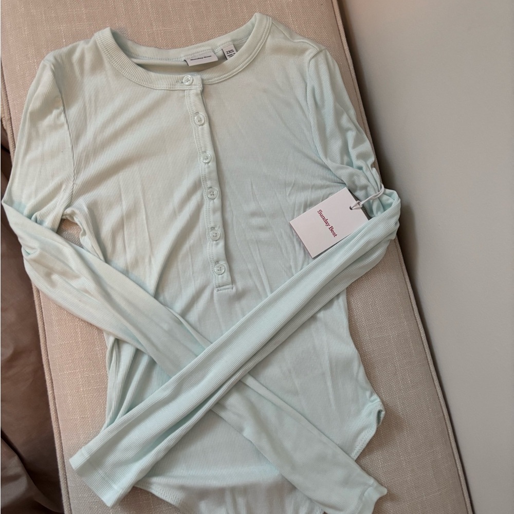 Sunday Best Soft Blue Ribbed Top